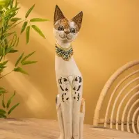 Сувенир &laquo;Кошка&raquo;, белая, 60&times;12&times;6 см, дерево, МИКС