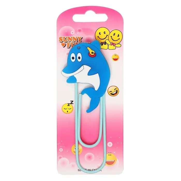 Закладка-скрепка большая «Дельфин», 11 см, МИКС Закладка-скрепка большая «Дельфин», 11 см, МИКС