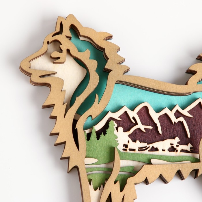 Панно интерьерное дерево  Панно интерьерное дерево "Лайка. Горы и леса" 17х14,2 см