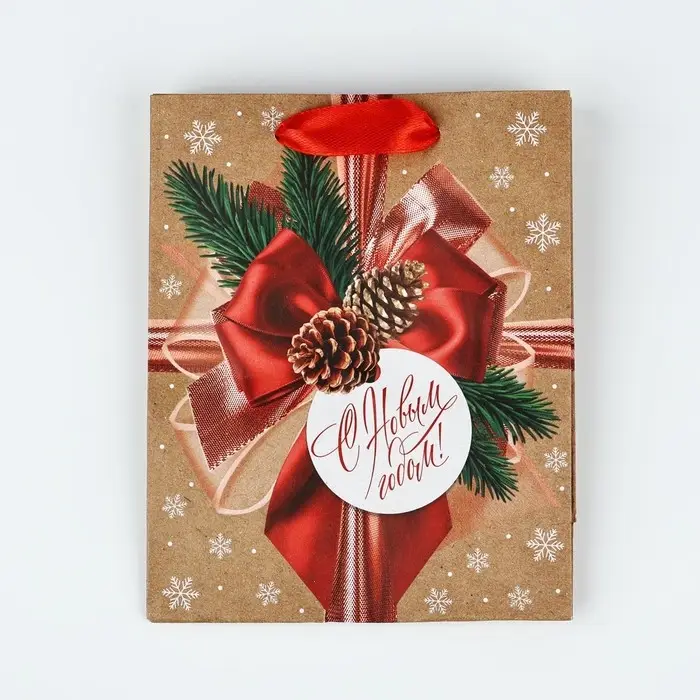 Пакет подарочный новогодний крафтовый «С Новым годом», S 15 х 12 х 5.5 см Пакет подарочный новогодний крафтовый «С Новым годом», S 15 х 12 х 5.5 см