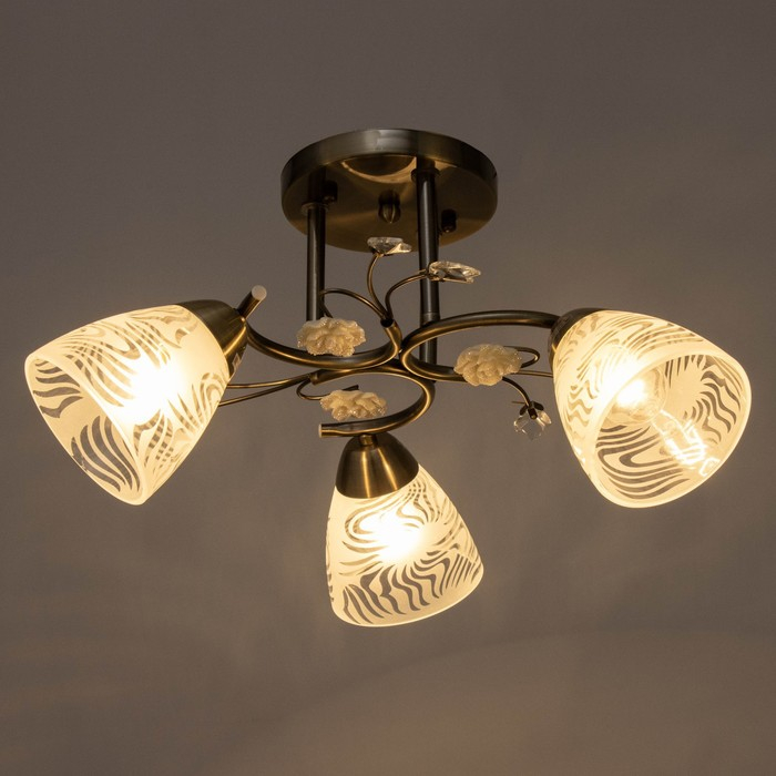 Люстра Люстра "Летний цвет" 3х60Вт E27 античная бронза 43х43х25см