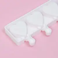 Форма для мороженого Доляна &laquo;Сердца. Макси&raquo;, силикон, 49&times;6.5&times;2 см, 8 ячеек, палочки 50 шт., белая