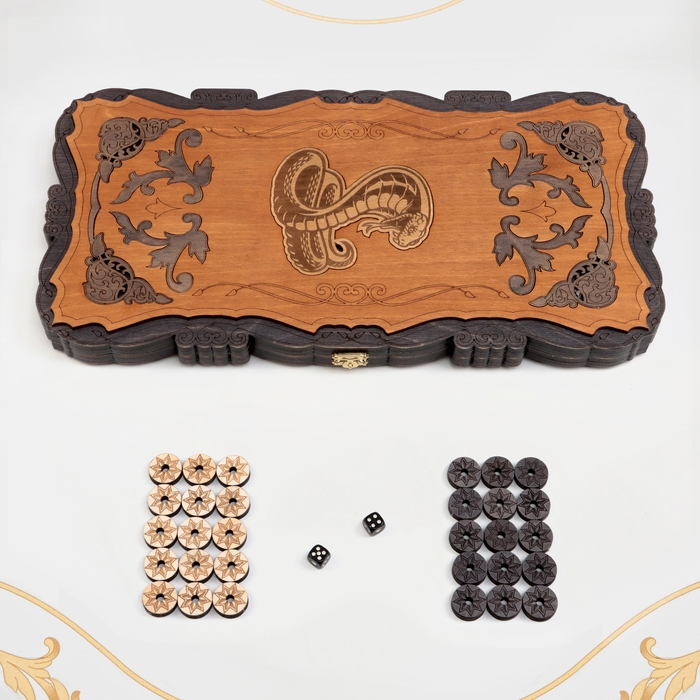 Нарды деревянные большие, резные, настольная игра  Нарды деревянные большие, резные, настольная игра "Змея", 45 х 45 см