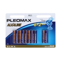 Батарейка алкалиновая Pleomax, AAA, LR03-10BL, 1.5В, блистер, 8+2 шт.