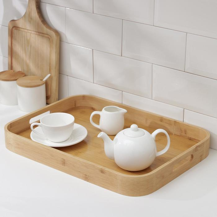 Поднос с ручками Доляна Striata, 46×33×4,5 см, бамбук Поднос с ручками Доляна Striata, 46×33×4,5 см, бамбук