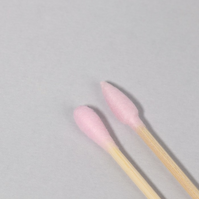 Ватные палочки на деревянной основе, заострённые, 7, 5 см, 100 шт, цвет розовый