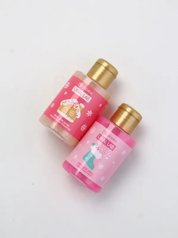 Подарочный набор новогодний «Сладкого года», гель для душа 2 шт и мочалка для тела, URAL LAB