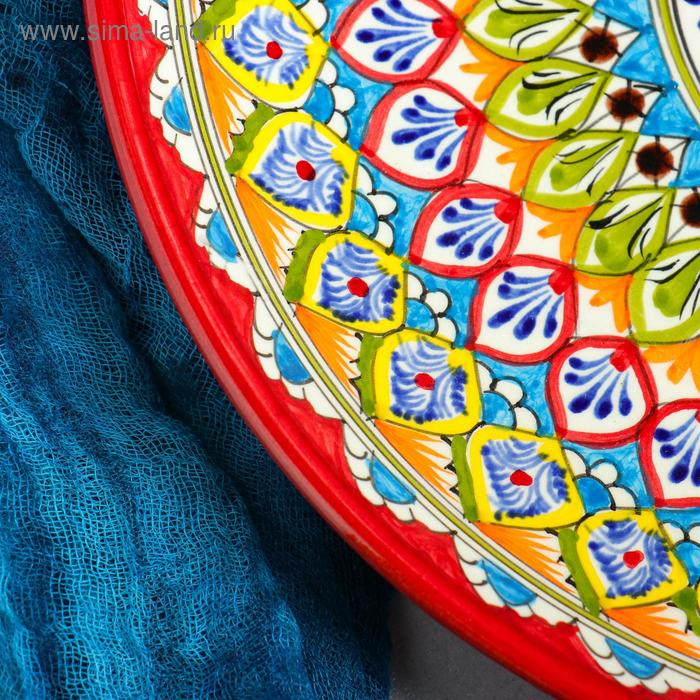 Ляган Риштанская Керамика  Ляган Риштанская Керамика "Узоры", 32 см, красный