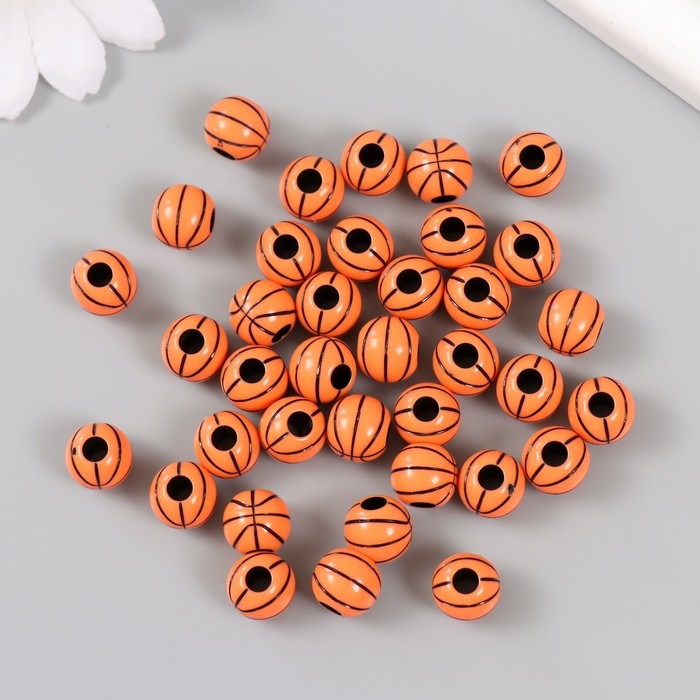 Бусины для творчества пластик Бусины для творчества пластик "Баскетбольный мячик" d=1,1 см набор 20 гр