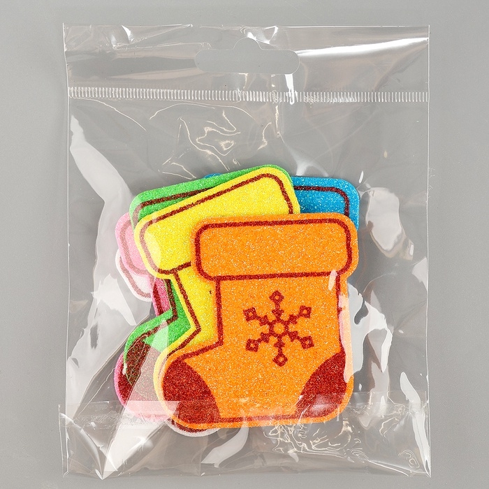 Набор наклеек из EVA  Набор наклеек из EVA "Новогодний сапожок", 6 шт, цвет МИКС