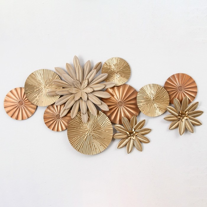 Декор настенный металл  Декор настенный металл "Цветы в пустыне" золото 120х7х60 см