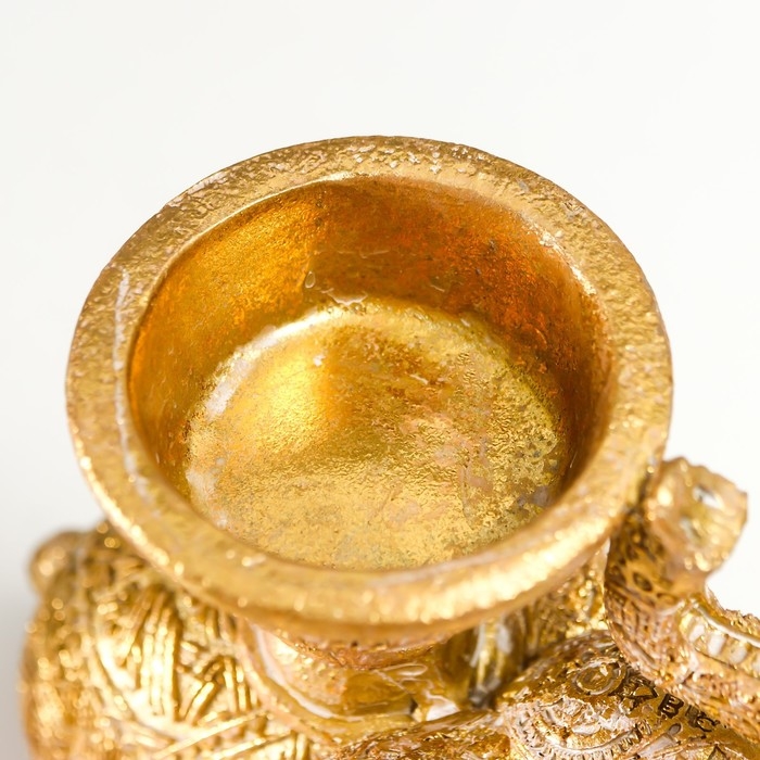 Сувенир полистоун подсвечник Сувенир полистоун подсвечник "Слон с наскальными рисунками" золотистый 16х7,5х13 см