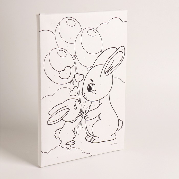 Картина по номерам для детей «Зайки с шариками», 20 х 30 см Картина по номерам для детей «Зайки с шариками», 20 х 30 см