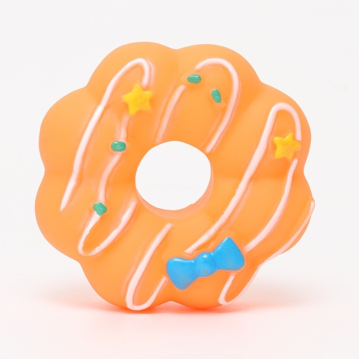 Игрушка пищащая Игрушка пищащая "Пончик" для собак, 8,5 см, оранжевая