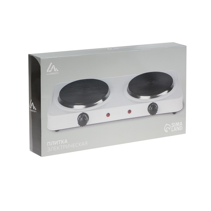 Плитка электрическая Luazon LHP-005, 2 конфорки, 2000 Вт, нагреватель диск, белая Плитка электрическая Luazon LHP-005, 2 конфорки, 2000 Вт, нагреватель диск, белая