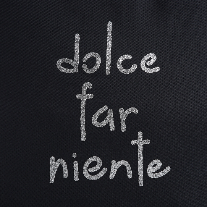 Шопер Шопер "Сладкое безделье", 35х0,5х40, принт с блёстками, без подклада, чёрный