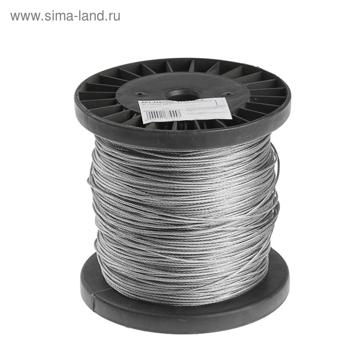 Трос стальной ТУНДРА krep, структура 6х7+FC, 2 мм, в катушке 200 м Трос стальной ТУНДРА krep, структура 6х7+FC, 2 мм, в катушке 200 м