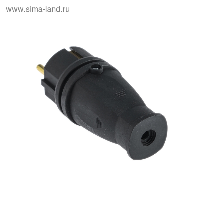Вилка переносная В16-001, 16 А, 250 В, IP44, с з/к, каучук, черная Вилка переносная В16-001, 16 А, 250 В, IP44, с з/к, каучук, черная