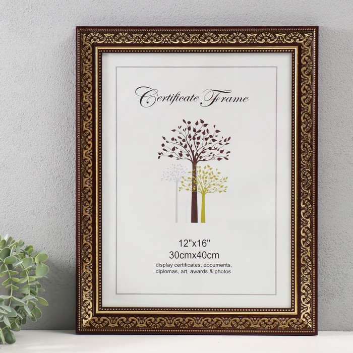 Фоторамка пластик 30х40 см Фоторамка пластик 30х40 см "Греция" коричневая с золотом 37х47 см