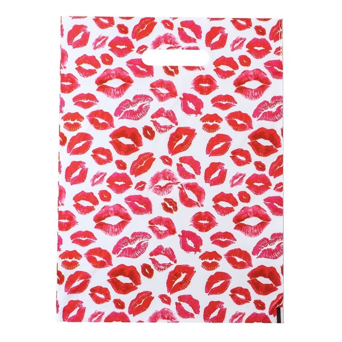 Пакет полиэтиленовый с вырубной ручкой Пакет полиэтиленовый с вырубной ручкой "Поцелуи" 30х40 см, 50 мкм набор 10 штук