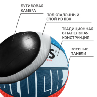 Баскетбольный мяч TORRES Block, B00077, клееный, 8 панелей, р. 7, резина, бутиловая камера