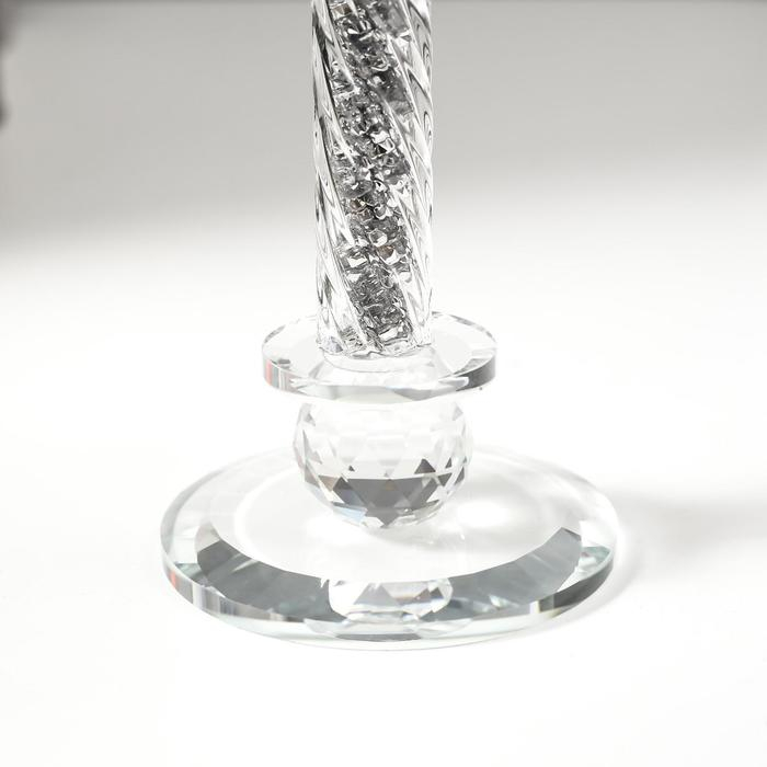 Подсвечник стекло на 1 свечу "Лотос на пьедестале" зелень голография 22,3х10,5х10,5 см