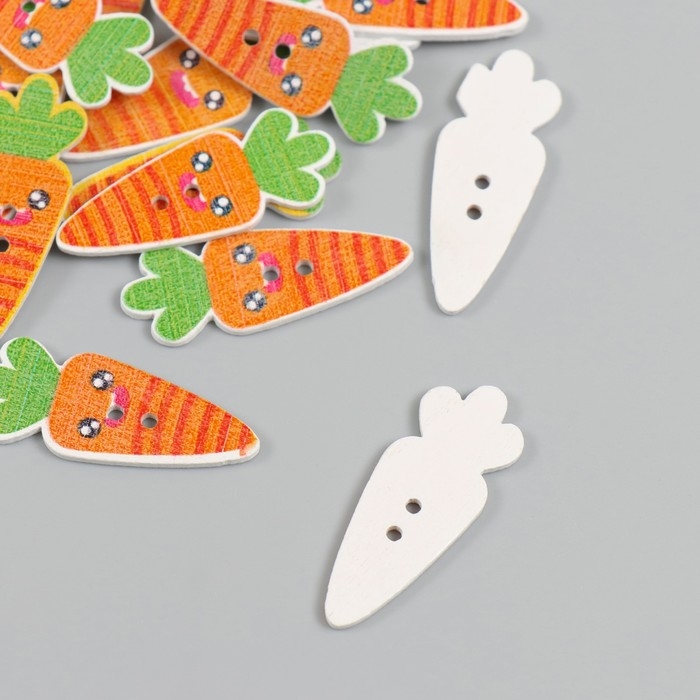 Пуговицы дерево для творчества 2 прокола Пуговицы дерево для творчества 2 прокола "Морковка-смайл" набор 20 шт 1,3х3,5 см