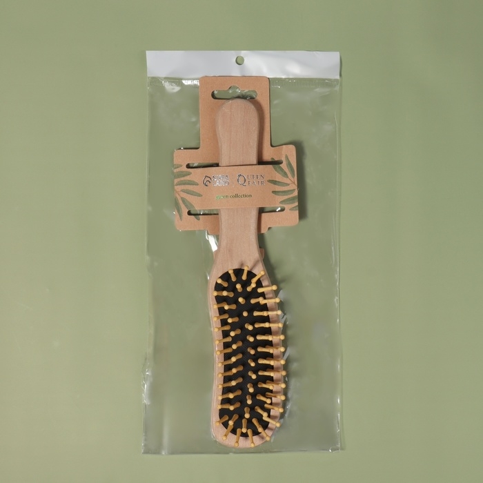Расчёска массажная, деревянная, 5 × 22 см, цвет «светлое дерево»