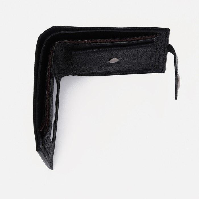 Портмоне мужское на магните, отдел для купюр, для карт, для монет, цвет чёрный Портмоне мужское на магните, отдел для купюр, для карт, для монет, цвет чёрный