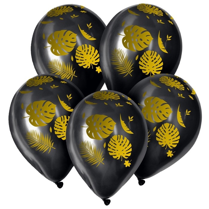 Воздушный шар латексный 12 Воздушный шар латексный 12" «Листья», пастель, цвет чёрный, 25 шт.