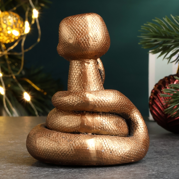Новый год. Символ 2025. Фигура Новый год. Символ 2025. Фигура "Змейка мечтает" бронза, 6х6см