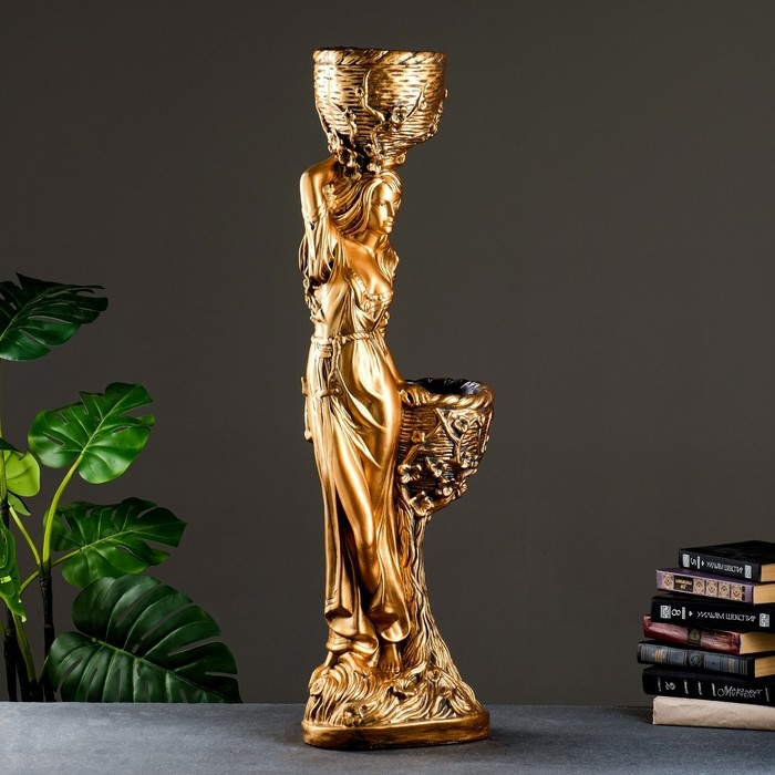 Фигура  Фигура "Девушка с двумя кашпо", 1,2 л/0,9 л/21х30х96см бронза