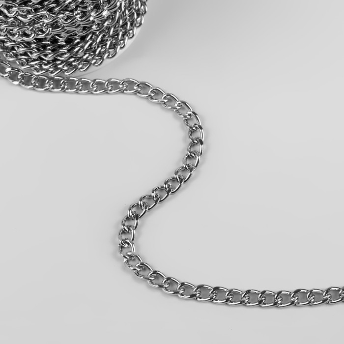 Цепочка для сумки, железная, 7,5 × 7,5 мм, 10 ± 0,5 м, цвет серебряный Цепочка для сумки, железная, 7,5 × 7,5 мм, 10 ± 0,5 м, цвет серебряный