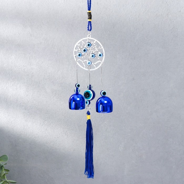Музыка ветра металл Музыка ветра металл "Дерево жизни в круге" от сглаза с кисточкой 2 колокольчика 22х6,5 см