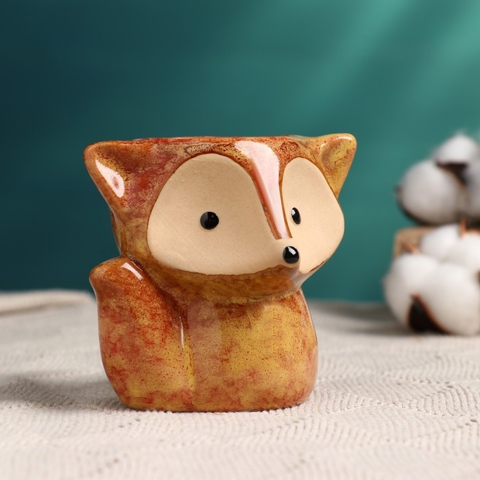 Горшок Горшок "Лисенок Фред" рыжий, 8х9х9см