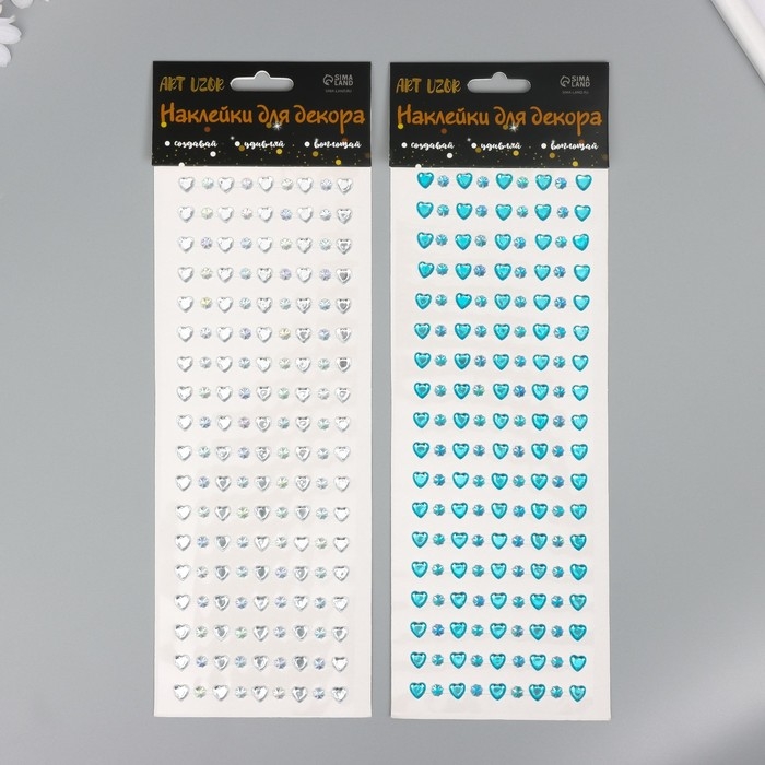 Наклейка пластик стразы Наклейка пластик стразы "Сердечки стразы" МИКС 10,5х32 см