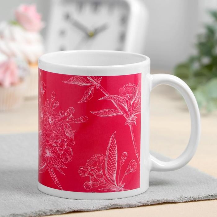 Кружка сублимация Кружка сублимация "Виктория" цветы, 320 мл, с нанесением