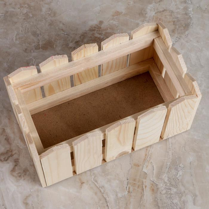 Кашпо деревянное 24×12×9 см  Кашпо деревянное 24×12×9 см "Заборчик", натуральный Дарим Красиво