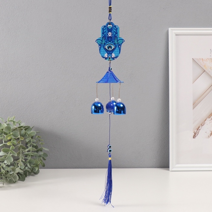 Музыка ветра металл от сглаза Музыка ветра металл от сглаза "Рука Фатимы" 3 колокольчика 45 см