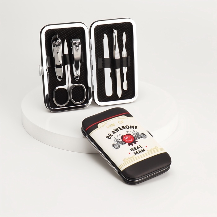 Набор маникюрный «REAL MAN», 6 предметов, в футляре, в PVC - коробке, разноцветный Набор маникюрный «REAL MAN», 6 предметов, в футляре, в PVC - коробке, разноцветный