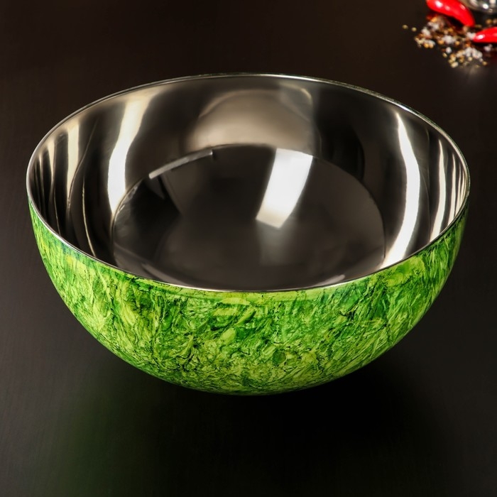 Миска из нержавеющей стали «Малахит», d=27 см, цвет зелёный Миска из нержавеющей стали «Малахит», d=27 см, цвет зелёный