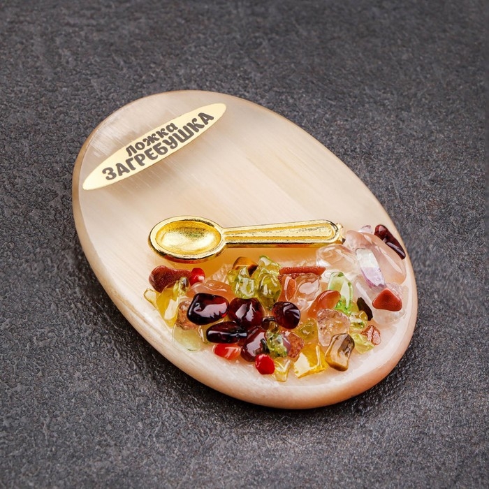 Магнит Магнит "Ложка загребушка", селенит, металл, минералы, 5,1 х 3,5 см