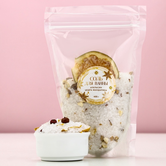 Соль для ванны с апельсином и цедрой мандарина, 400 г, Новый Год Соль для ванны с апельсином и цедрой мандарина, 400 г, Новый Год