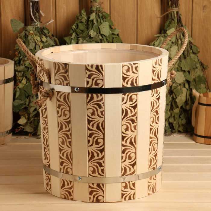 Запарник из липы, 18 л,  пластиковая вставка, ручка-веревка (Рисунок  1) Запарник из липы, 18 л,  пластиковая вставка, ручка-веревка (Рисунок  1)