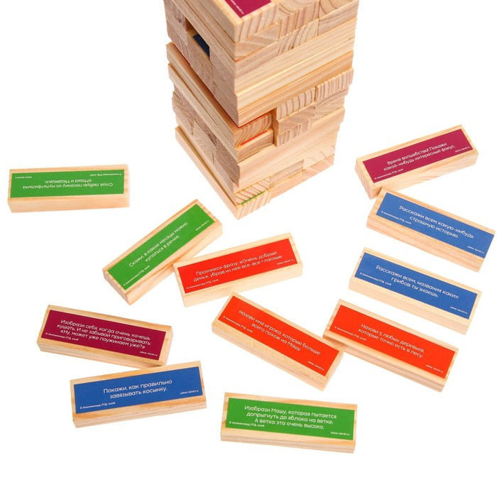 Игра падающая башня, Маша и Медведь, 54 бруска Игра падающая башня, Маша и Медведь, 54 бруска
