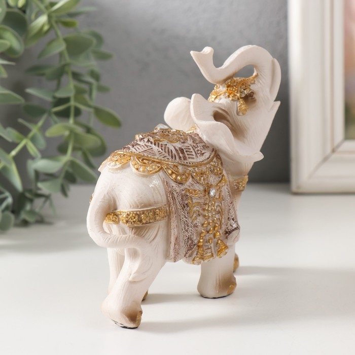 Сувенир полистоун Сувенир полистоун "Белый слон в попоне с золотом" МИКС 12х6х12 см