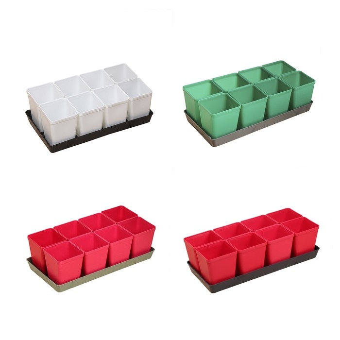 Набор для рассады: стаканы по 600 мл (8 шт.), поддон 36 × 18 см, цвет МИКС, Greengo Набор для рассады: стаканы по 600 мл (8 шт.), поддон 36 × 18 см, цвет МИКС, Greengo