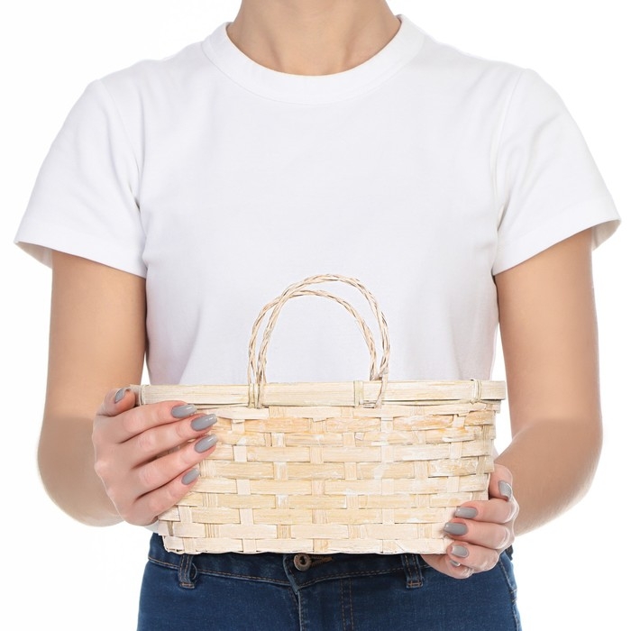 Корзина плетеная, 26х13х12 см, белый, бамбук Корзина плетеная, 26х13х12 см, белый, бамбук