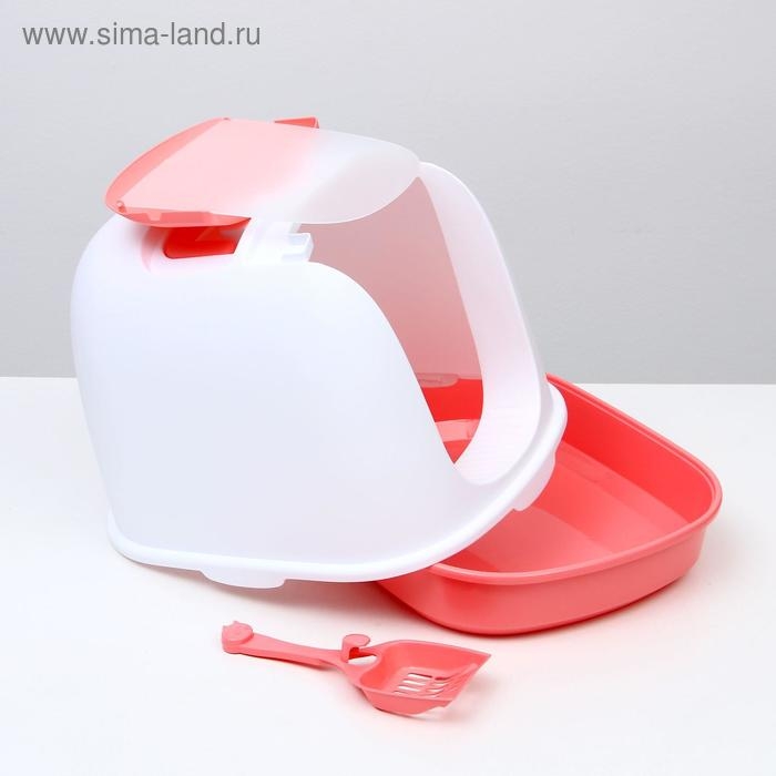 Туалет закрытый с совком, 47 х 40 х 39 см, бело-розовый Туалет закрытый с совком, 47 х 40 х 39 см, бело-розовый