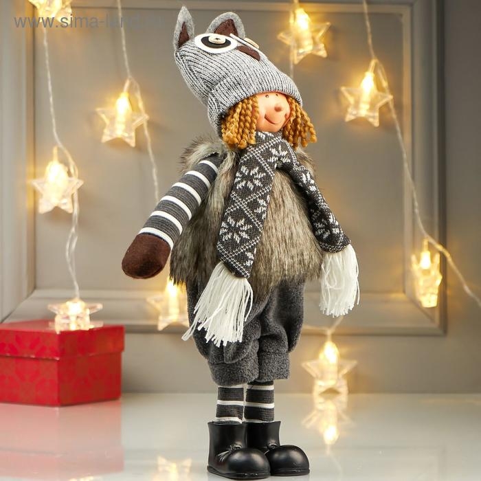 Кукла интерьерная Кукла интерьерная "Девочка в шубке и шапке-совенка" 33 см